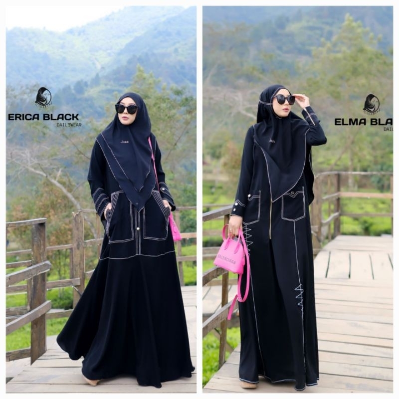 [JOZA CLOTHING] GAMIS SYARI / DRESS SET " JOZA SERIES ERICA BLACK DAN ELMA BLACK " BY JOZA