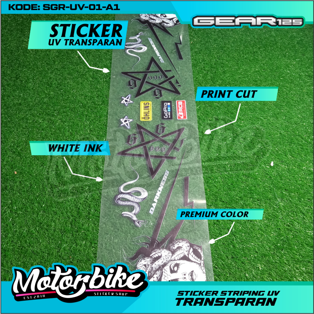STRIPING MEDUSA BENING TRANSPARAN MOTOR GEAR 125 TERMURAH VIRAL CUSTOM - SGR-UV