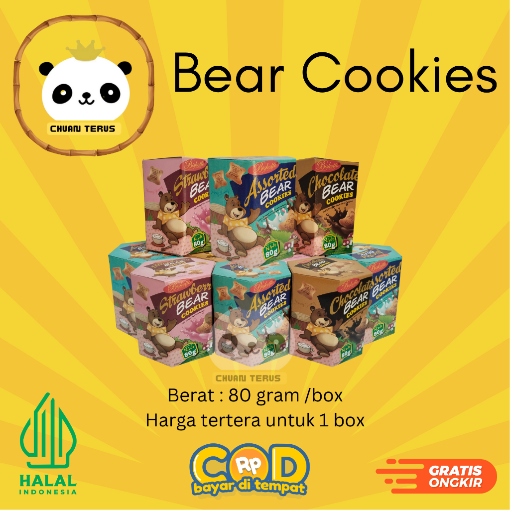 BISKITOP - Bear Cookies 80Gr Biskuit bentuk boneka renyah dan enak Grosir dan Ecerean