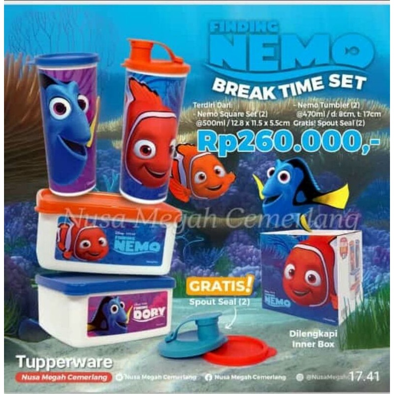 Tupperware - Bekal kotak makan anak ECER moitf nemo break time set