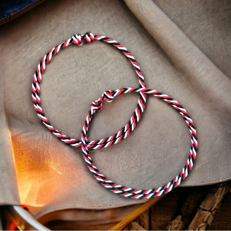 Gelang Tridatu Asli Bali Gelang Telon Dominan Hitam Tali Polyester Premium 3 Warna Hitam Merah Putih