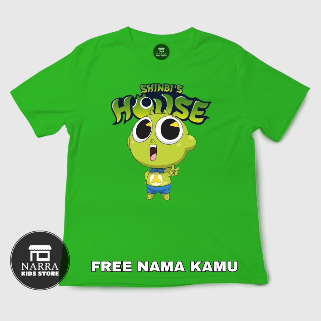 Kaos Anak Custom Gambar Kartun Shinbi House Baju Unisex Bahan Premium Cotton Combed 30s