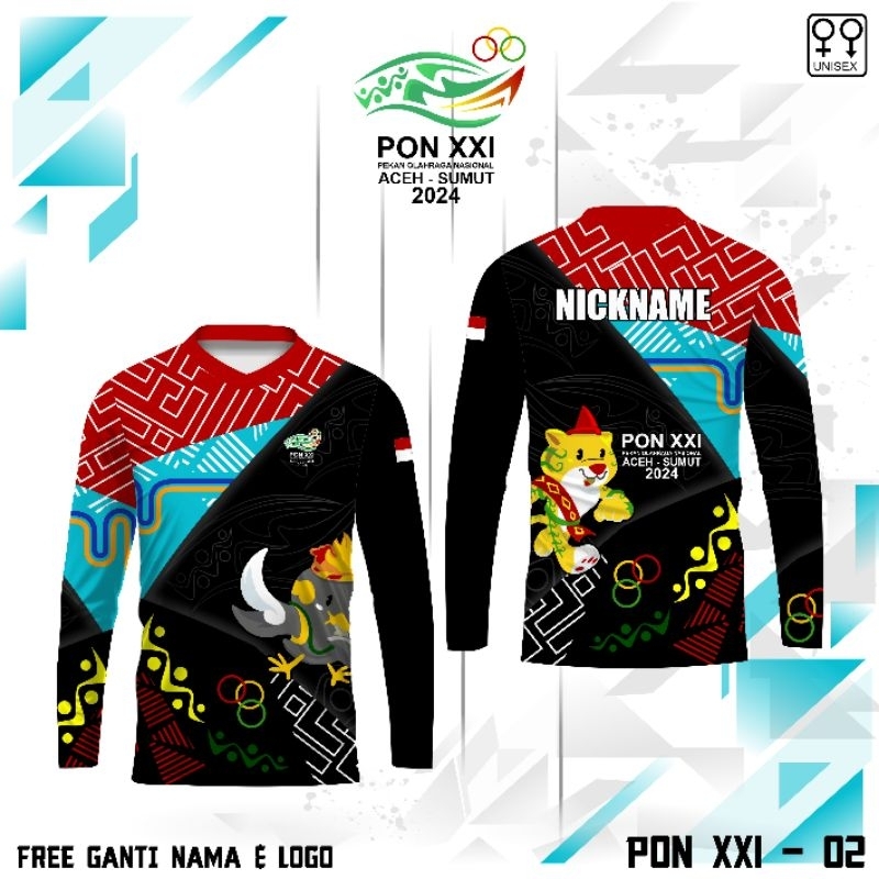Kaos Baju Jersey PON XXI ACEH 2024 Kaos Baju PON XXI ACEH 2024 ACEH SUMUT Lengan Panjang