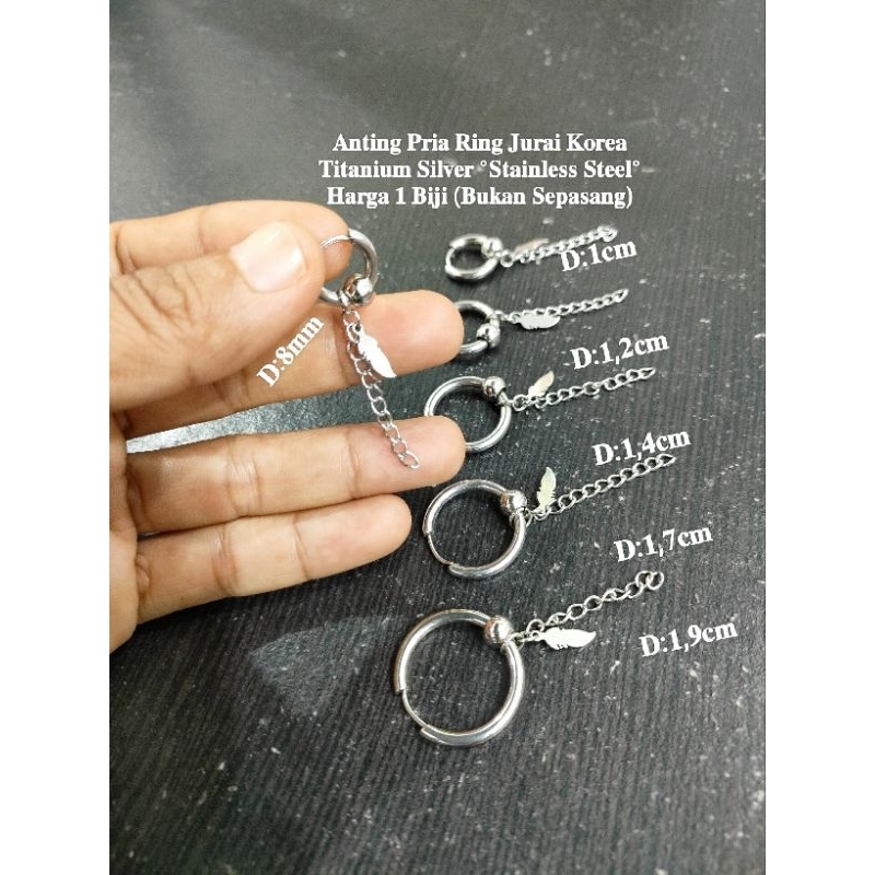 Anting Pria Ring Jurai titanium silver,Anting pria Korea stainless steel anti karat