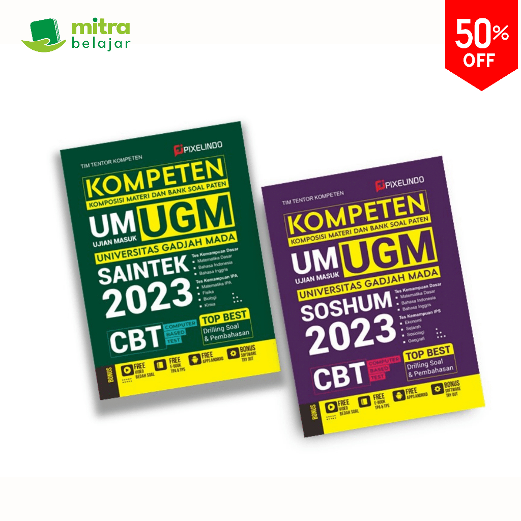 Buku Kompeten UM UGM Soshum & Saintek CBT 2023 - Ujian Masuk Universitas Gadjah Mada