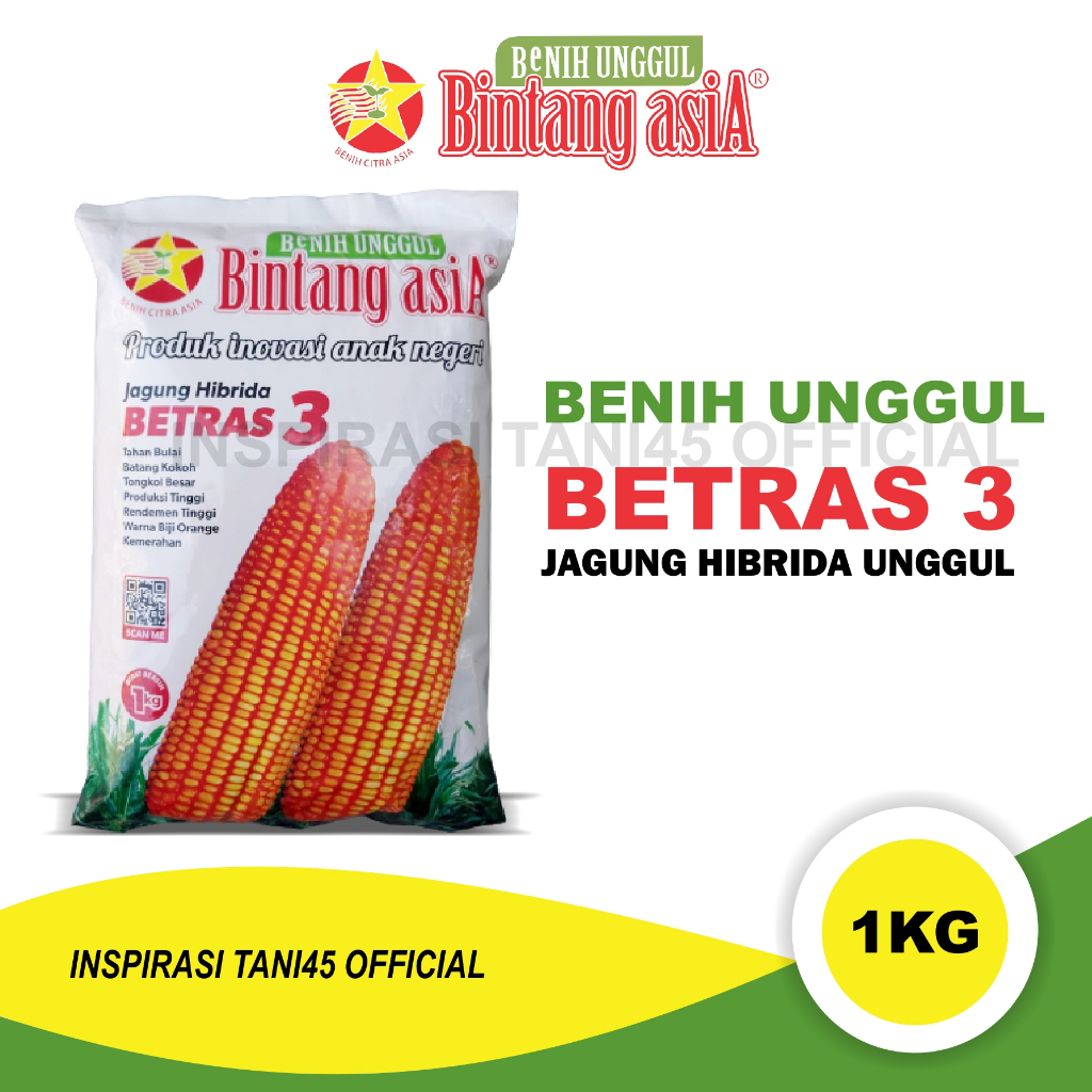 Benih Jagung Hibrida Betras 3 `1kg/Bibit Jagung Hibrida Betras 3 1 kg/Benih/Bibit Jagung Hibrida Bet