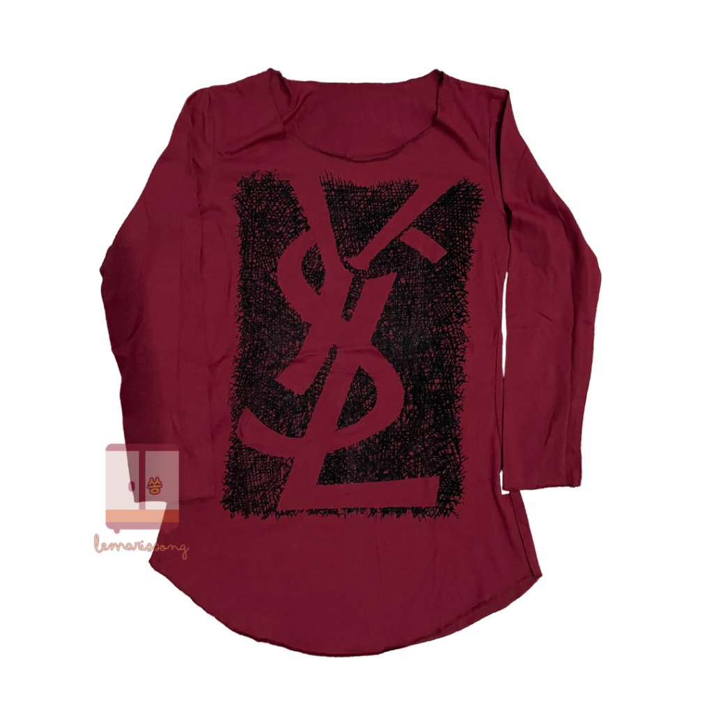 [Preloved] Kaos Wanita Printed YSL Warna Marun by Universe Lights