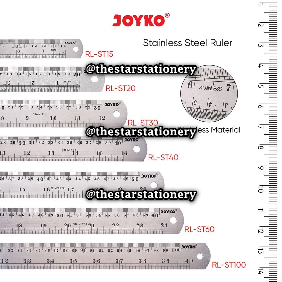 

(1 Biji) Penggaris Besi Joyko RL-ST15 15 Cm RL-ST30 30 Cm / Joyko Stainless Steel Ruler Penggaris Besi