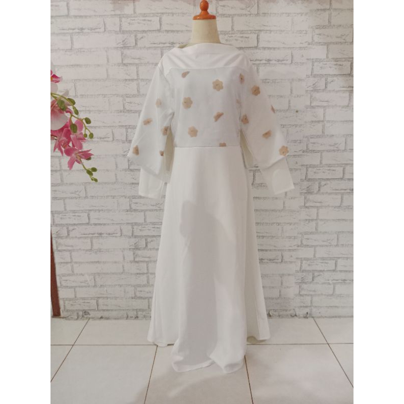 longdress putih big size/Gamis putih/muslim dress/longdress pesta