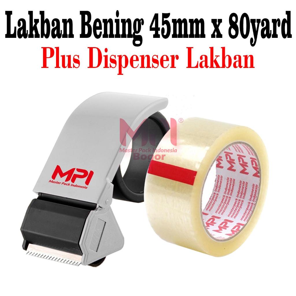 

Lakban Bening MPI 45 mm x 80 yard + Dispenser Lakban MPI - Master Pack Indonesia Bogor