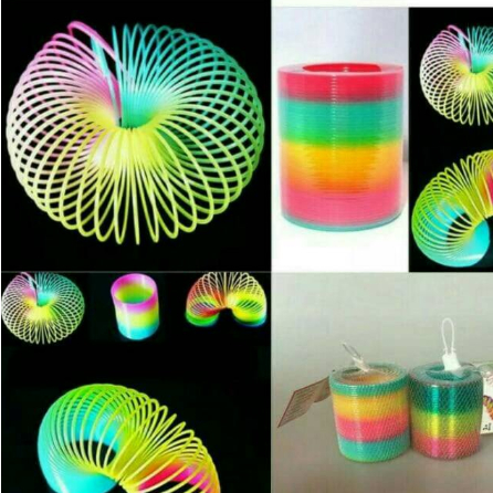 SLINKY/PEGAS /Mainan Per Pegas Pelangi Slinky Spiral - Mainan Jadul Anti Stres