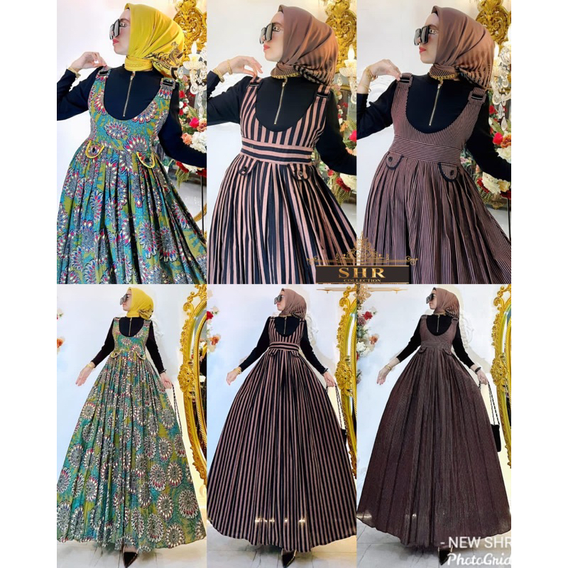 Ready!!!new ori SHR!!set overall cantik premium salur&bunga!!