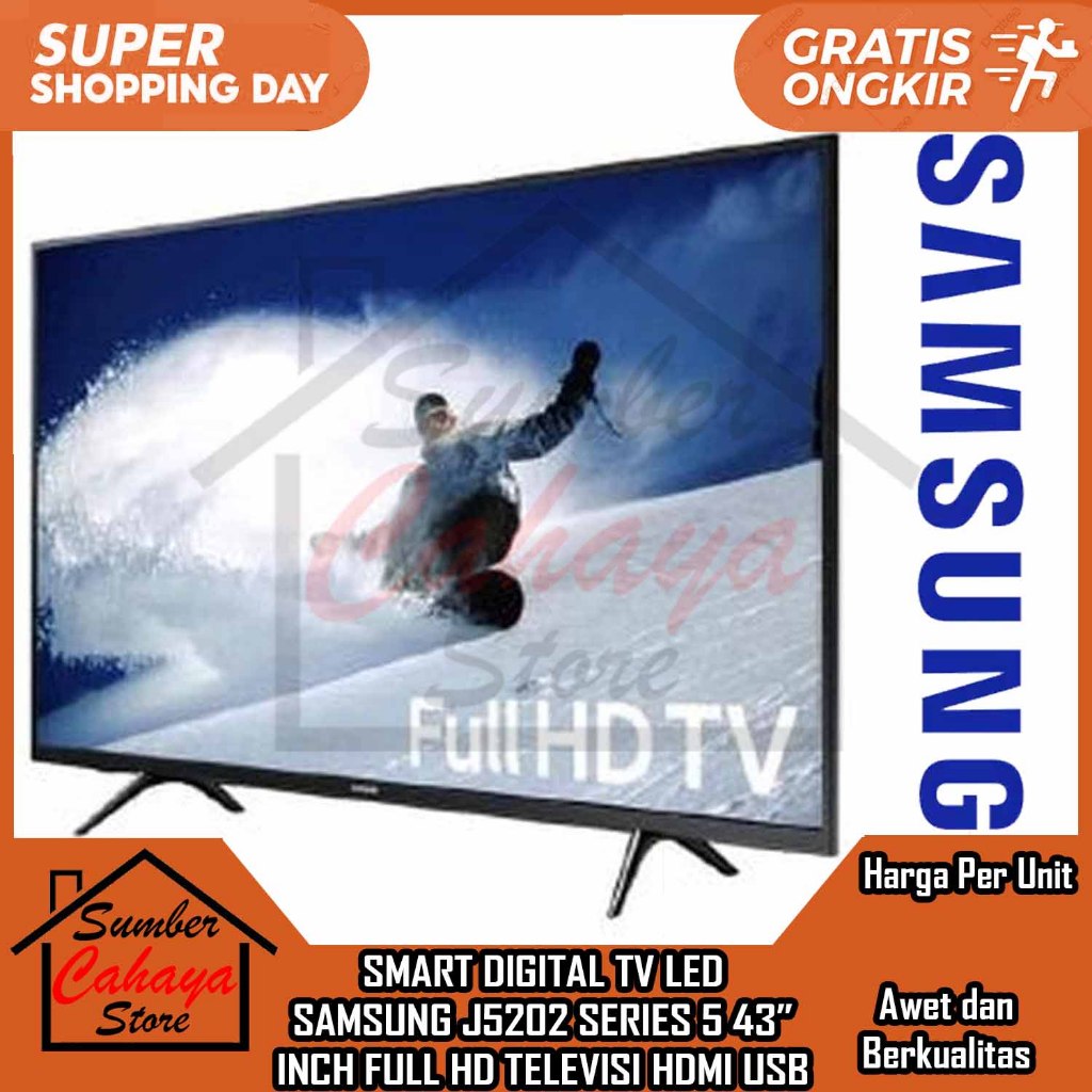 [Kargo] Samsung HD TV 43" J5202 DIGITAL USB MOVIE TIVI FULL DISPLAY SMARD Smart TELEVISI TELEVISON T