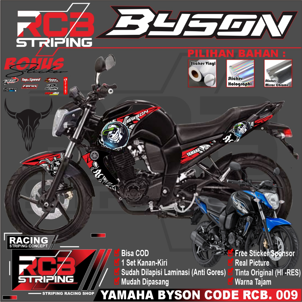 (COD)Stiker Striping BYSON, Stiker Motor Yamaha Byson List Variasi Vinyl/Hologram RCB 009