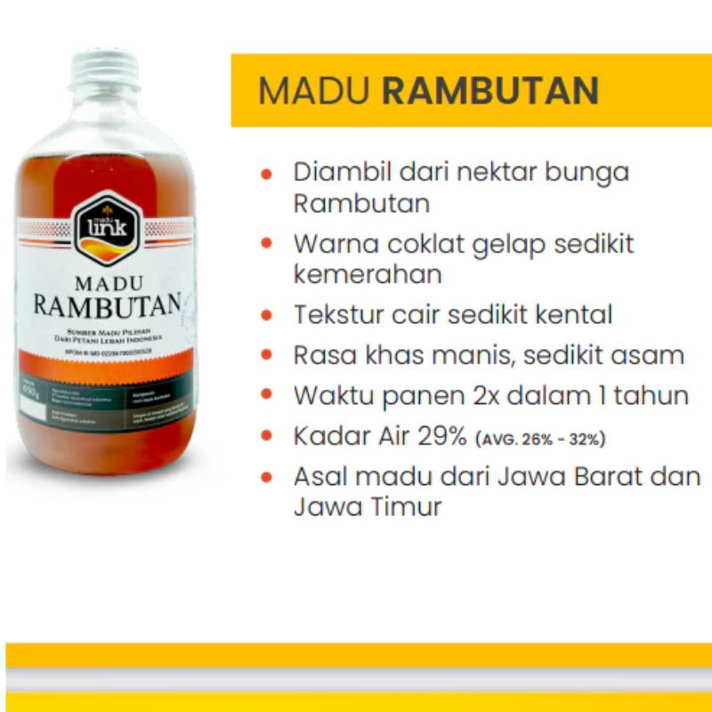 

Madu Asli Murni 650gr Grade A Nektar Rambutan 100% Alami Pure Natural Raw Honey - Madu Link