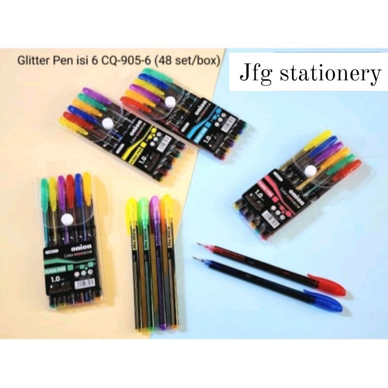 

Pulpen Glitter CQ-905-6 Set 6 Warna ONION