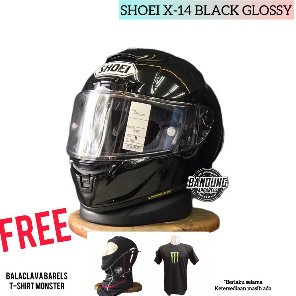 Helm Full Face Shoei X14 X-Fourteen Black Glossy Solid SNI