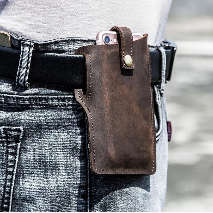 Tas Pinggang Dompet HP Kulit Asli Pria - Dompet HP Pinggang Kulit - Tas Pinggang