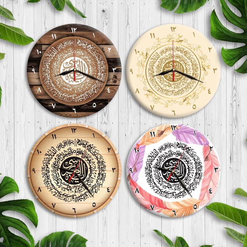 Jam Dinding Islami Kaligrafi Ayat Kursi Jam Dinding Kayu Quartz Estetik Minimalis Scandinavian