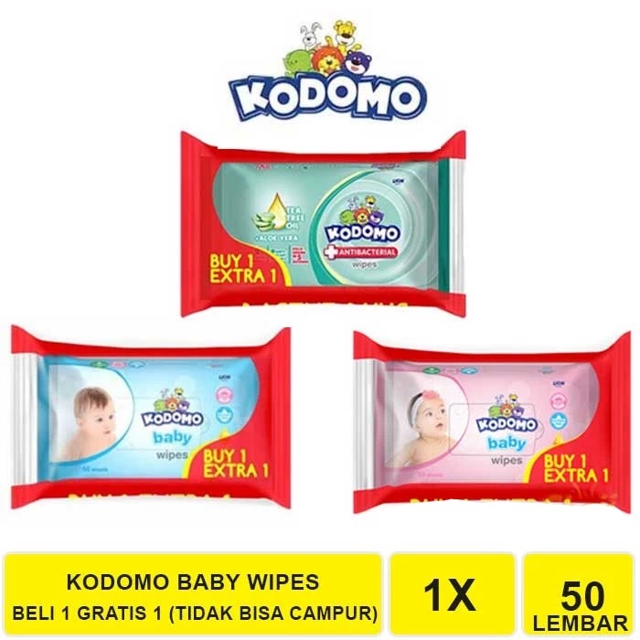 KODOMO BABY WIPES 50 SHEET ISI 2 PACK