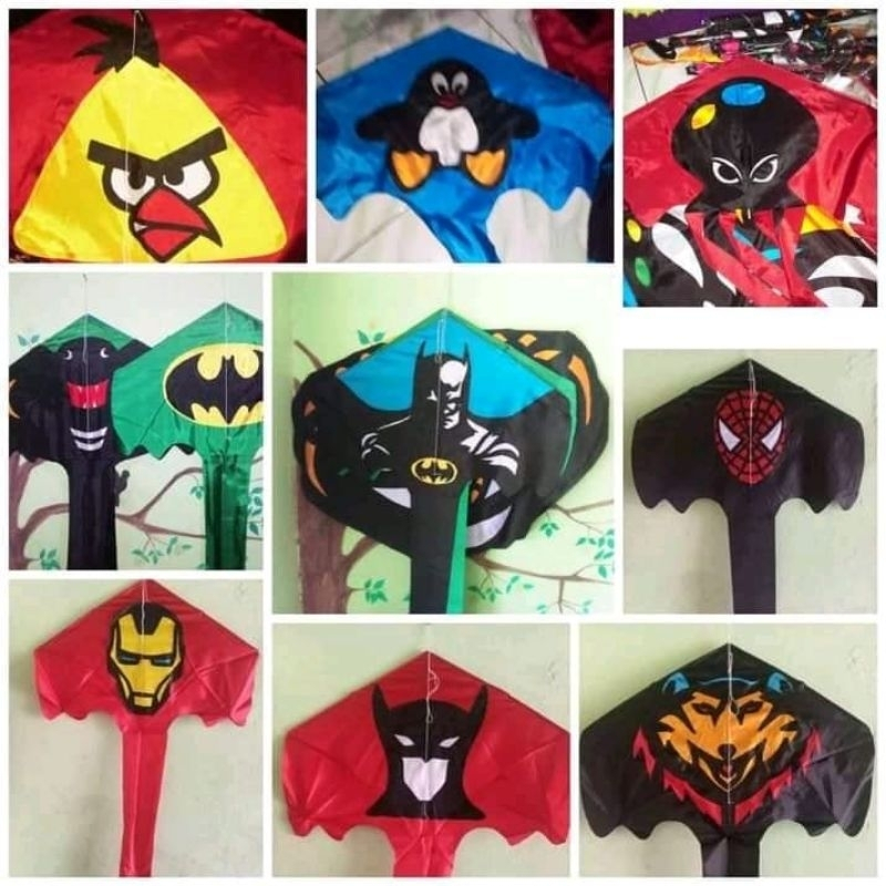Layangan Kain Parasit Motif Superhero dan Kartun. Mudah Dibawa Bisa Dilipat