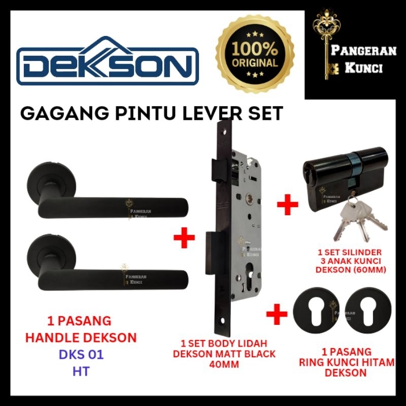 GAGANG PEGANGAN LEVER HANDLE PINTU TUBE ROSES KAYU DEKKSON DEKSON DOLOMITE BLACK HITAM STAINLESS SUS
