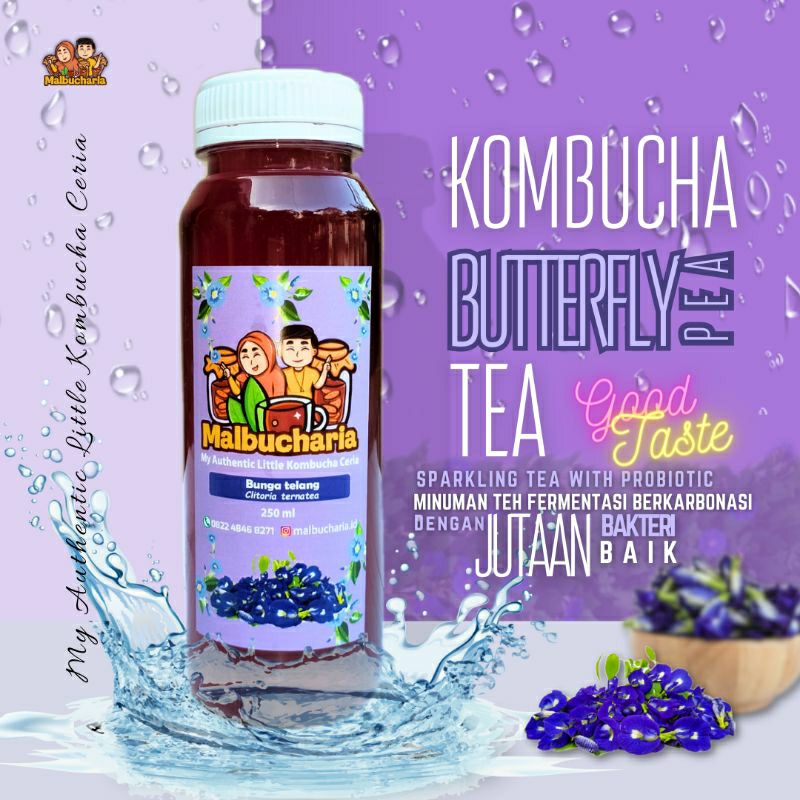 

Kombucha Varian Rasa Bunga Telang Butterfly pea tea Minuman Probiotik Teh Fermentasi 250 ml by Malbucharia