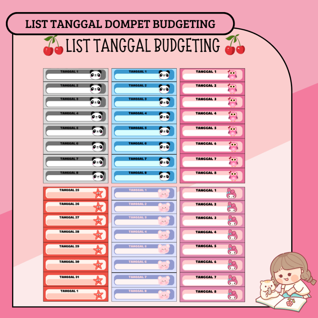 

LIST TANGGAL DOMPET BUDGETING DOMPET PINTAR WALLET ORGANIZER