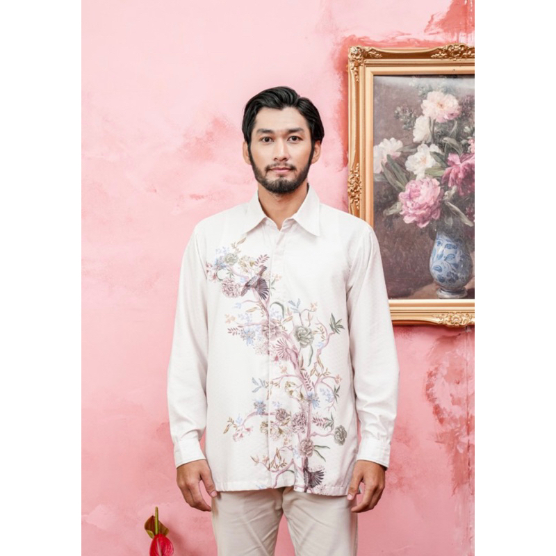 Ornella Long Shirt Men Gardenia - Wearing Klamby Sale