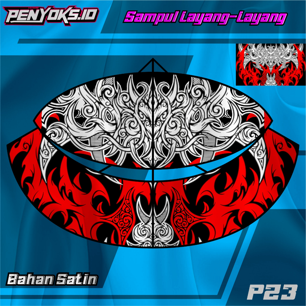 Kain Layang layang Motif Custom Full Printing Bahan Satin Peles High Quality.