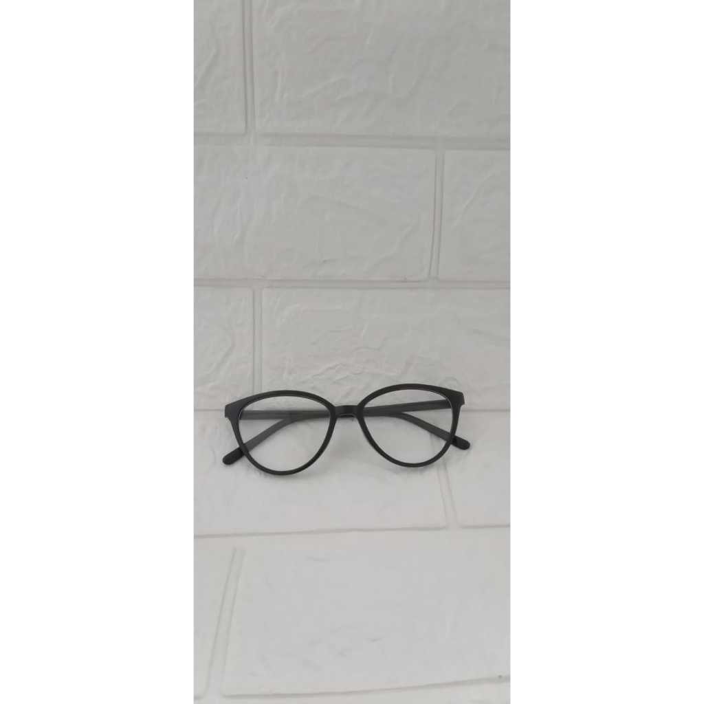 DOMMO - D6125 Kacamata Anti Radiasi F5538 / Kacamata Korea Wanita / Cat Eye Eyeglasses / Kacamata Wanita Gaya Retro / Kacamata Anti UV-Hitam Glossy