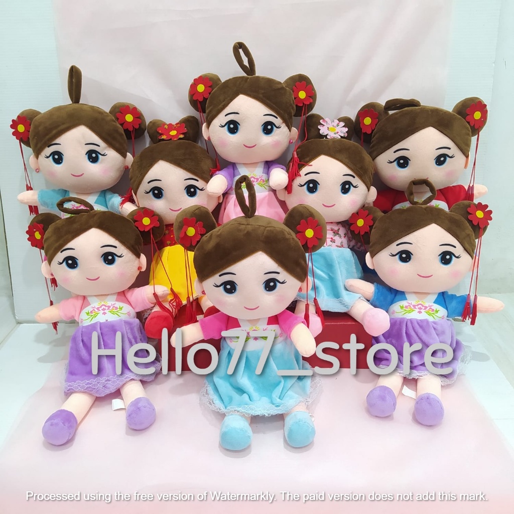 HS/Boneka Plush Toys Anak Perempuan Lucu Hanbok Korea Mei Mei Cewek Cantik Cute Dress Warna Warni