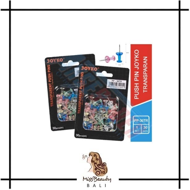 

Push Pin / Push Pins Transparent Joyko PP-30TR / Jarum Tekan Paku Pin Transparan 30 pcs / Paku Payung