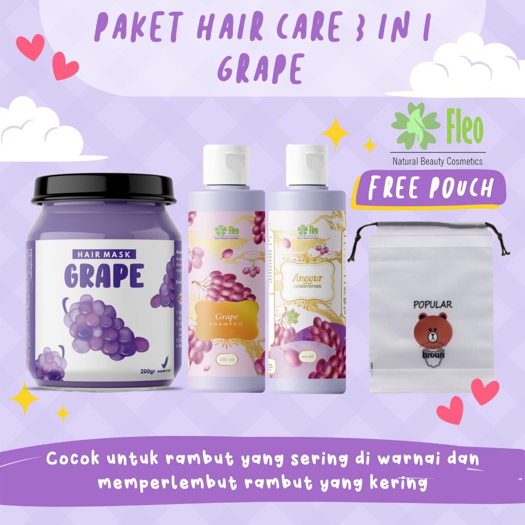 [BPOM] PAKET HAIR CARE 3IN1 FREE POUCH / HAMPERS HAIR MASK / HAMPERS HAIR CARE ISI 3 PCS-1