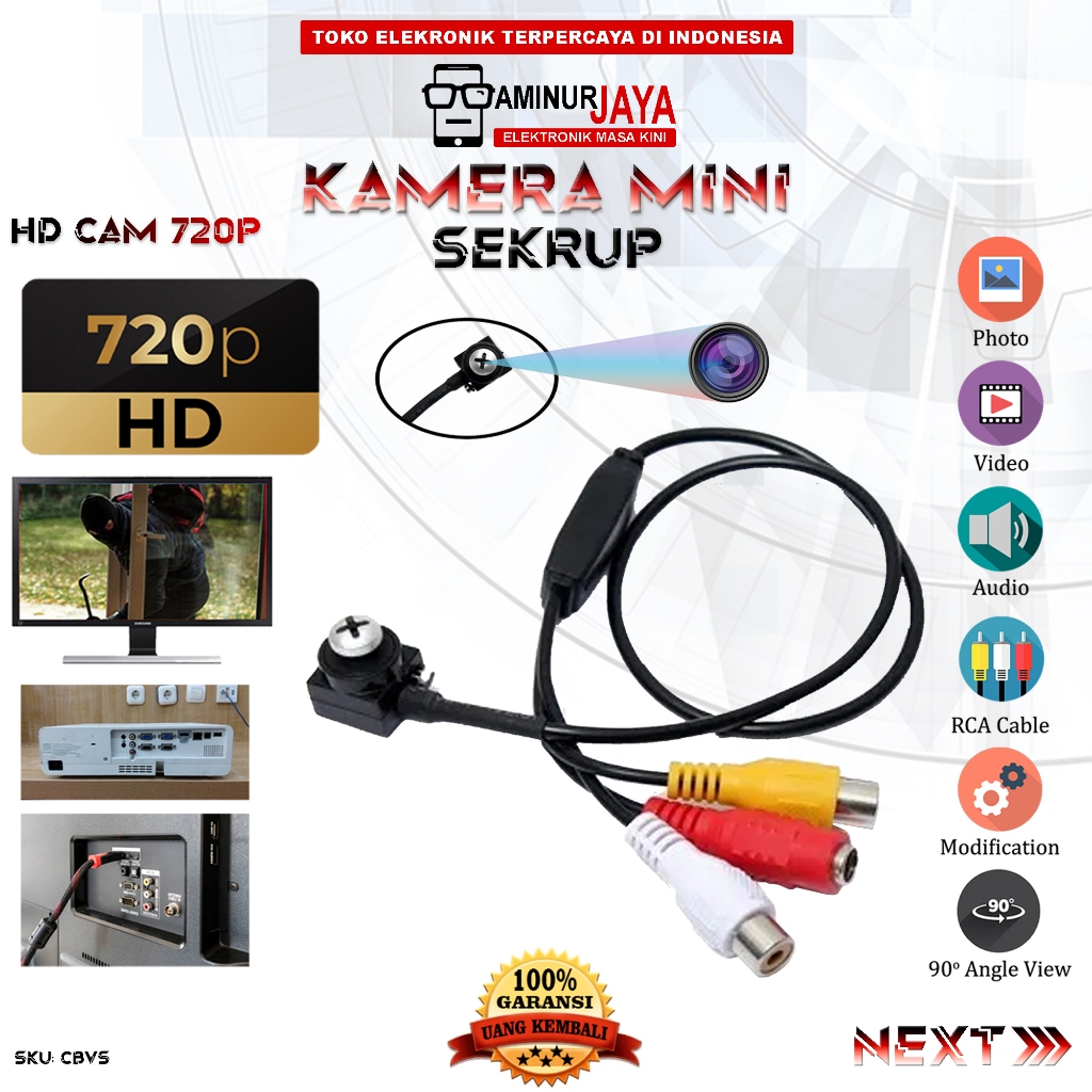 Kamera CCTV Sekrup CBVS Hidden Kamera HD 720P DVR Camera Spy Cam Pengintai Tersembunyi Kamera Pengaw