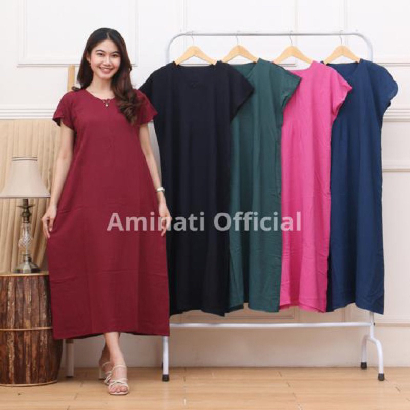Daster Andin Polos Lengan Pendek Busui Bumil Jumbo Bahan Katun Rayon Super Adem Viral Terbaru Kekini