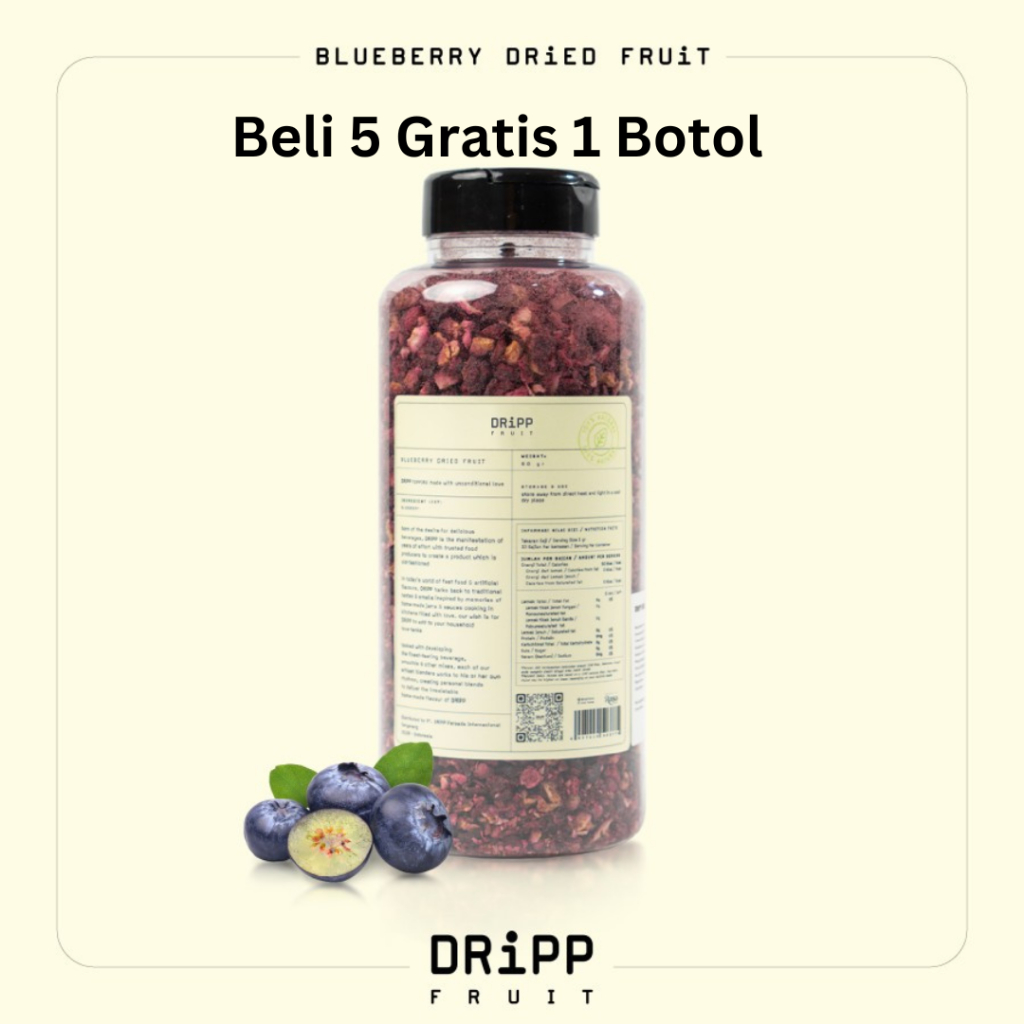 

DRiPP Dried Fruit Blueberry 100 gr - Buah Kering Blueberry Topping Minuman