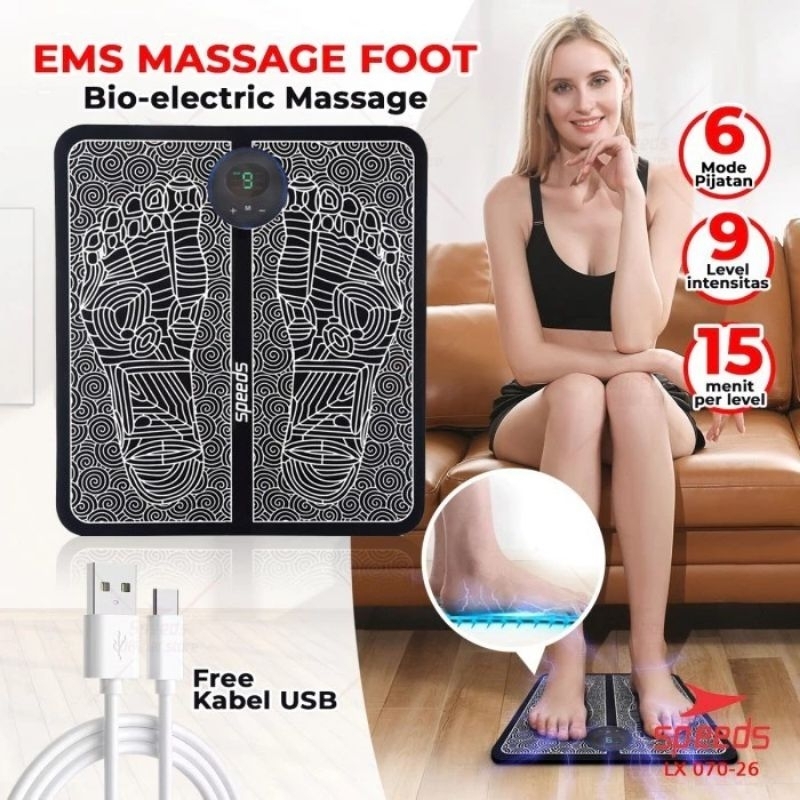 SPEEDS EMS Foot Massager Pijat Kaki EMS Pad Mat Alat Pijat Kaki 070-26 New Original