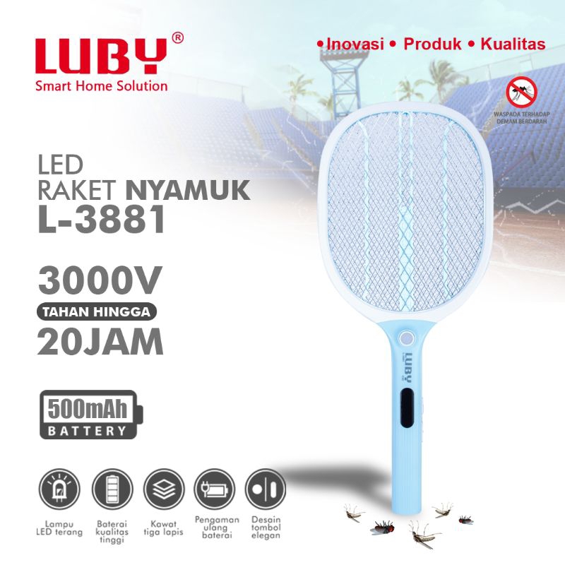 RAKET NYAMUK CAS  LUBY 3881 / ALAT PEMBASMI NYAMUK ORIGINAL PRODUK LUBY