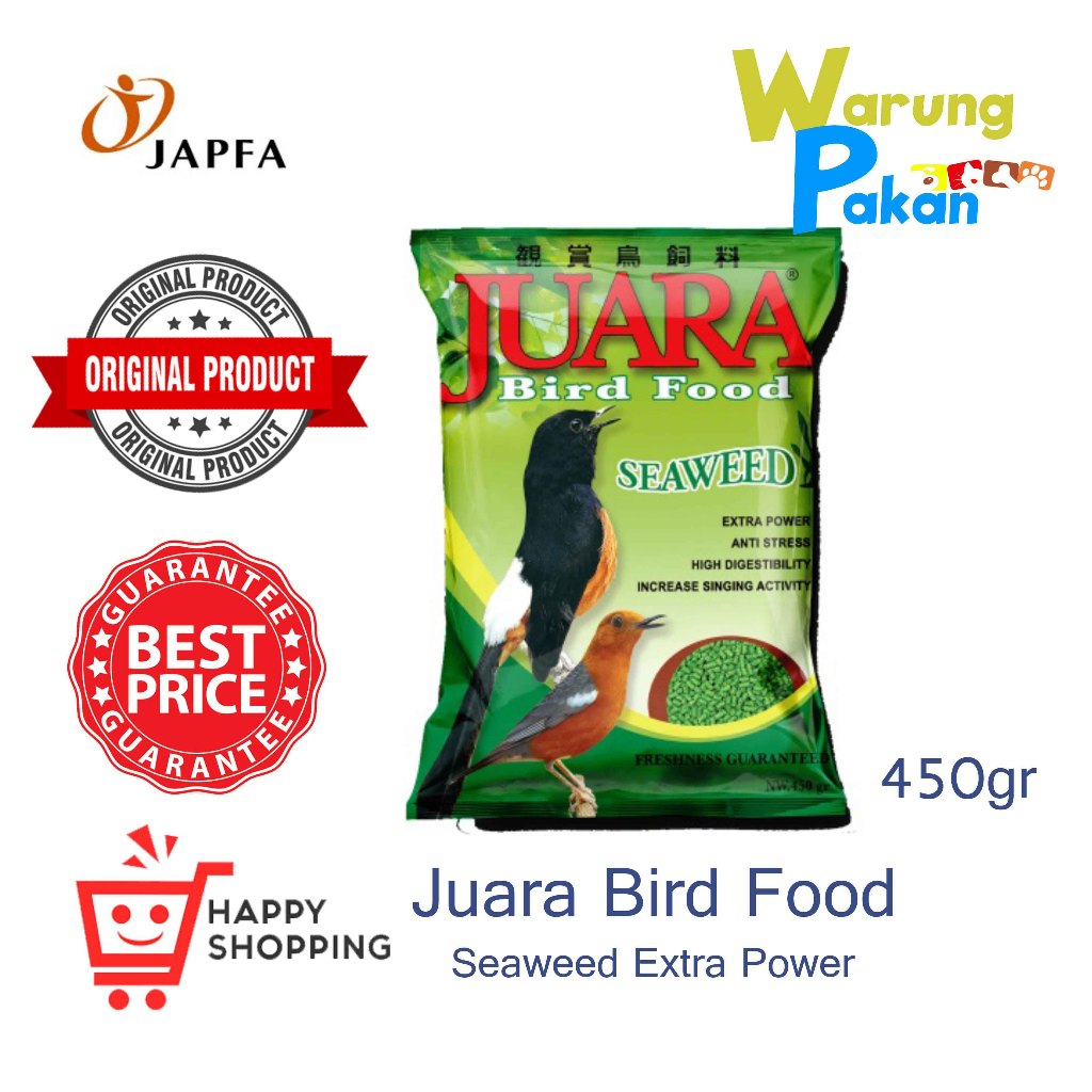 Pakan Burung harian BURUNG MURAI KACER VOER PUR JUARA SEAWEED JAPFA
