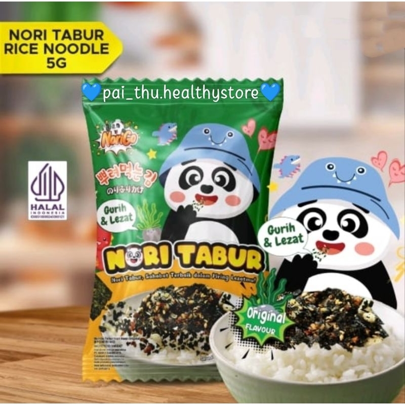 

Nori Tabur Rice Noodle Seaweed HALAL- Nori Go Rumput Laut Panggang @5gr/ sachet/NORI Pop seaweed @15gr/pack