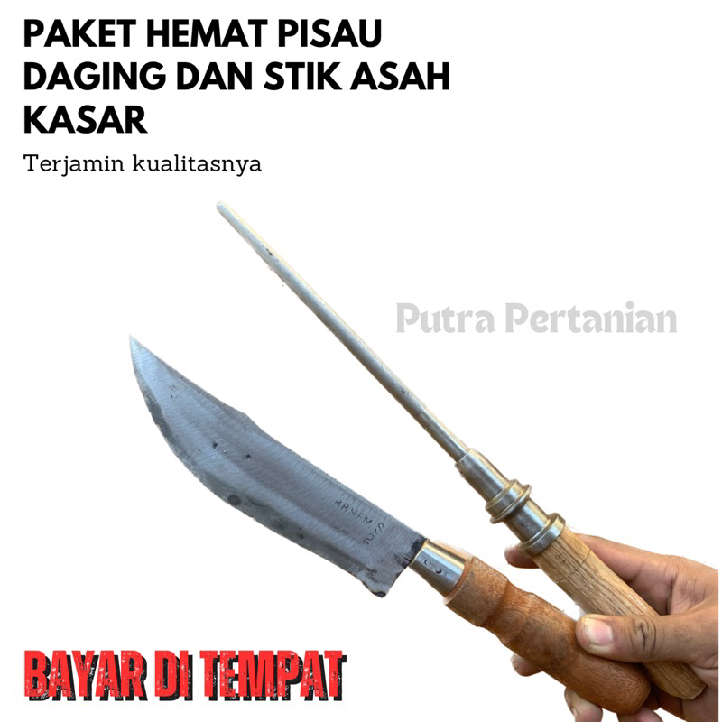 paket 2 pcs pisau dapur/pisau sembelih dan Stik asahan - honing bar ungkalan pisau / kristal