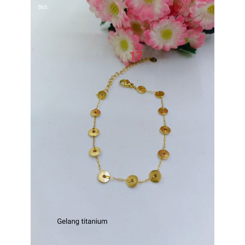 Gelang hati wanita titanium anti karat gold liontin berlian gelang serut titanium