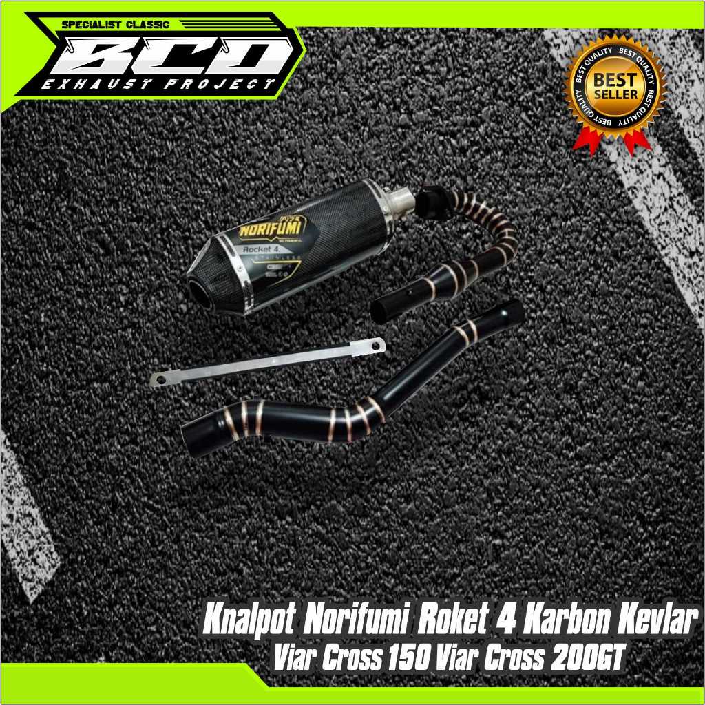 Knalpot Norifumi Roket 4 Karbon Kevlar Viar Cross 150 Viar Cross 200GT