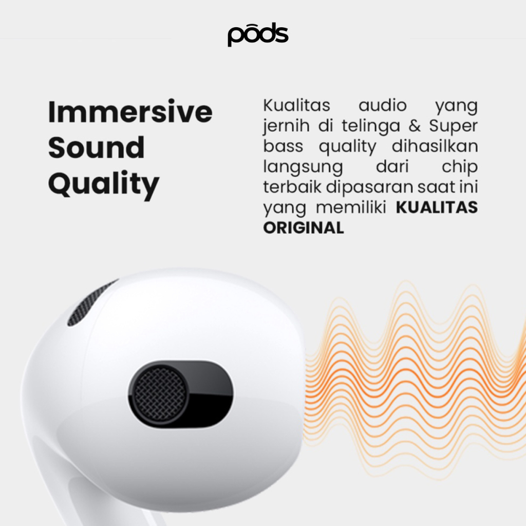 ThePods 3rd Generation Gen 3 2024 - (IMEI & Serial Number Detectable + Spatial Audio) - Final Upgrade Version 9D Hifi True Wireless Stereo Bluetooth Headset Earphone Earbuds - Headphone Spatial Audio TWS Charging Case - By PodsIndonesia Image 3