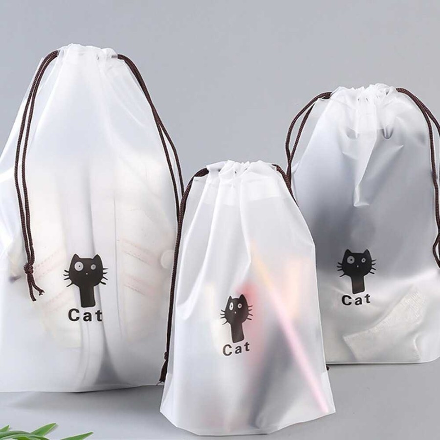 PROMO SUPER Tas Serut Plastik Travel Pouch Organizer Kantong Sepatu Sabun Kosmetik