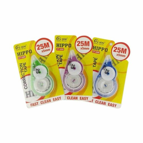 

12 BUAH CORRECTION TAPE NDM 25 METER HIPPO
