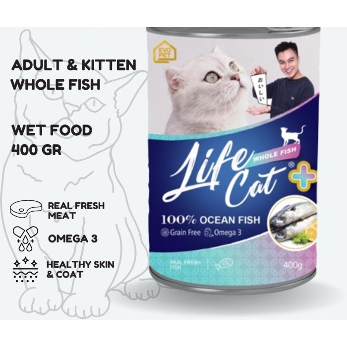 LIFE CAT Plus Whole Fish Wet Cat Food Kaleng 400g