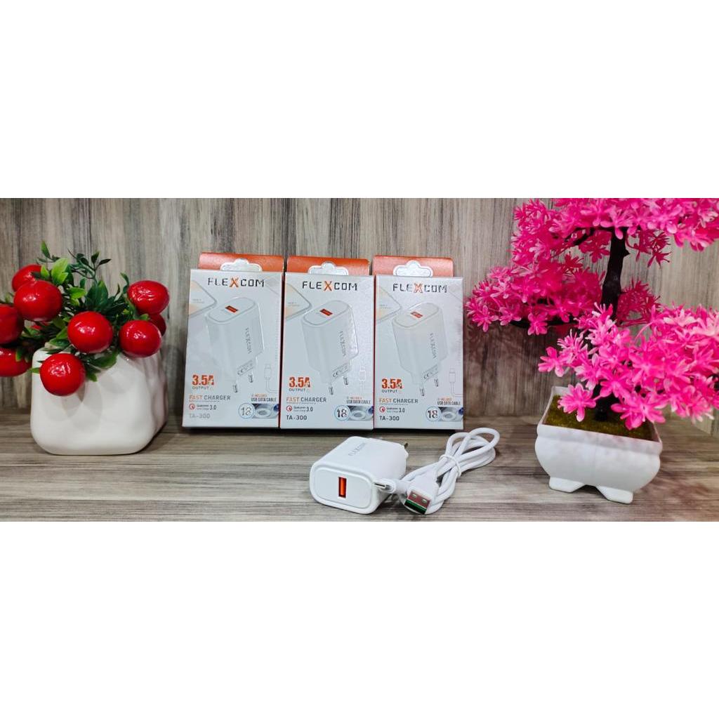 Charger FLEXCOM TA 300 Fast Charing Quick 3.0 Kepala Original wall charger 6A Micro Type C