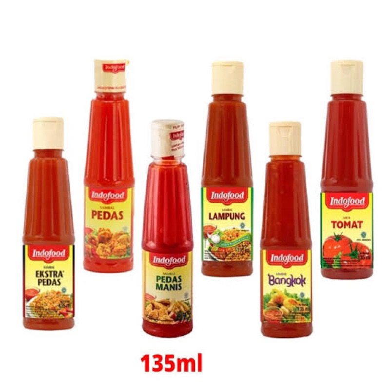 

SAUS INDOFOOD 135ml/EXTRA PEDAS/TOMAT/BANGKOK/PEDAS DAHSYAT/PEDAS MANIS